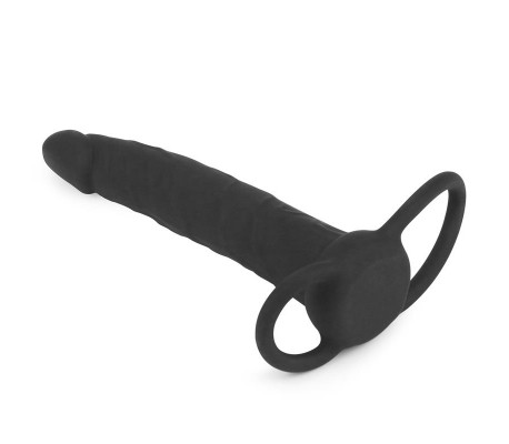 Dildo Anal con Doble Anillo Negro