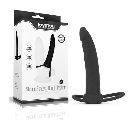 Dildo Anal con Doble Anillo Negro