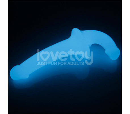 Dildo doble Lumino Play Luz Azul 10.5