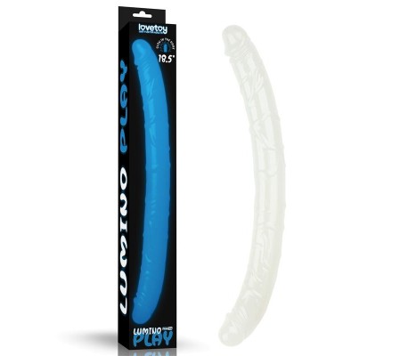 Dildo Doble Lumino Luz Azul 18.5
