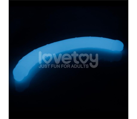 Dildo Doble Lumino Luz Azul 18.5