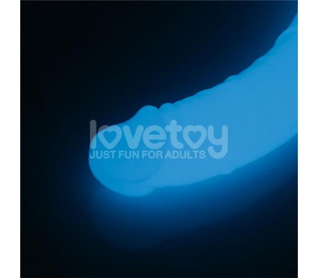 Dildo Doble Lumino Luz Azul 18.5