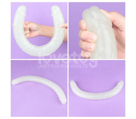 Dildo Doble Lumino Luz Azul 18.5