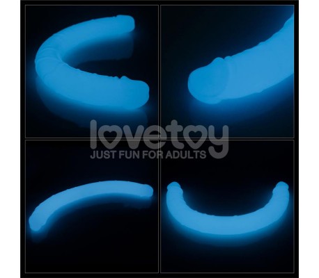 Dildo Doble Lumino Luz Azul 18.5