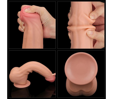 Dildo Dual Layer Piel Retractil 11.5