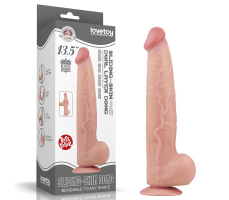 Dildo Dual Layer Piel Retractil 13.5