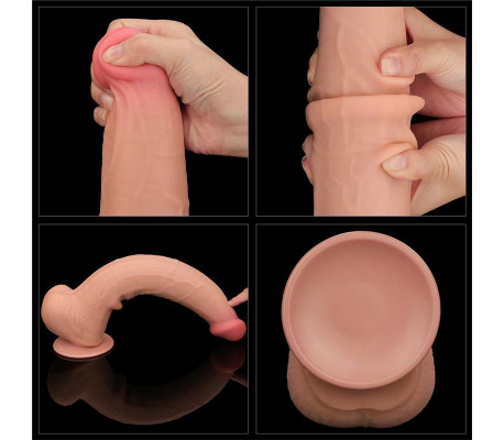 Dildo Dual Layer Piel Retractil 13.5