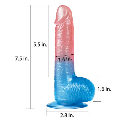 Dildo Dazzle Studs 7.5 Rosa y Azul