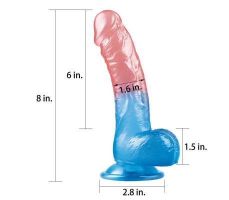 Dildo Dazzle Studs 8 Rosa y Azul