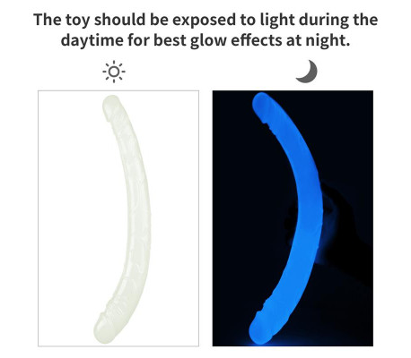 Dildo Doble Lumino 14.5 Luz Azul