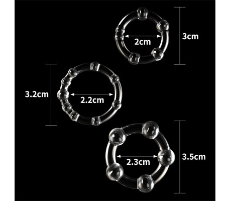 Pack de 3 Anillos para el Pene Power Plus Triple Transparentes