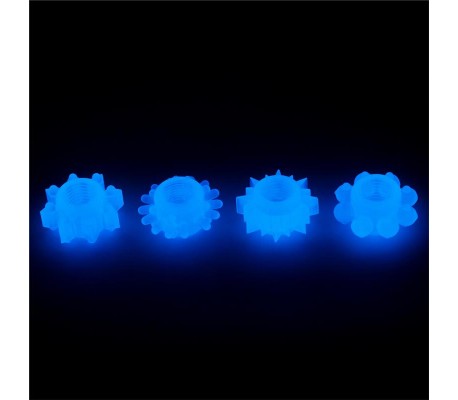 Lumino Play Set 4 Anillo para el Pene Luz Azul