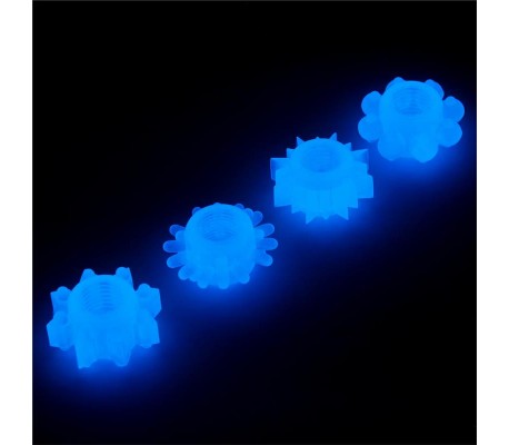 Lumino Play Set 4 Anillo para el Pene Luz Azul