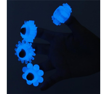 Lumino Play Set 4 Anillo para el Pene Luz Azul