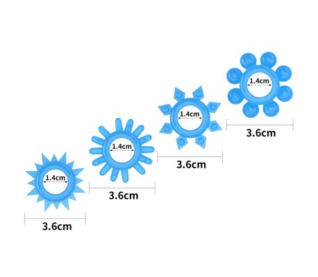 Lumino Play Set 4 Anillo para el Pene Luz Azul