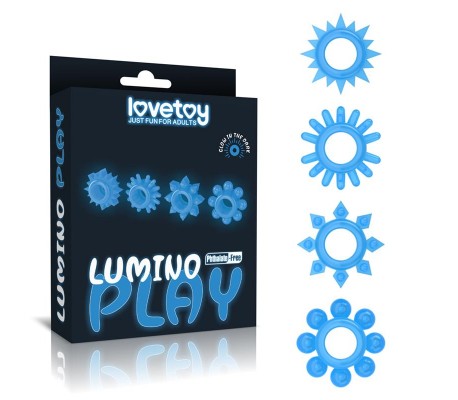 Lumino Play Set 4 Anillo para el Pene Luz Azul
