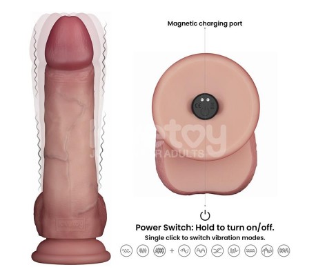 Dildo con Vibración Piel Deslizante Silicona Dual Layer 8