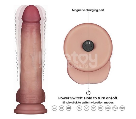 Dildo con Vibración Piel Deslizante Silicona Dual Layer 8.5
