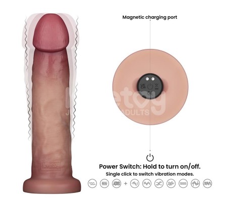 Dildo con Vibración Piel Deslizante Silicona Dual Layer 9