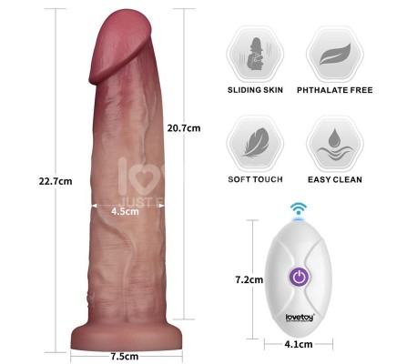 Dildo con Vibración Piel Deslizante Silicona Dual Layer 9
