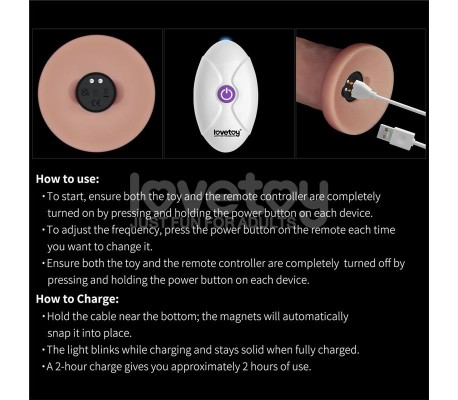 Dildo con Vibración Piel Deslizante Silicona Dual Layer 9