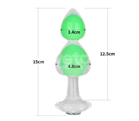 Gemoria Plug Anal Silicona Bola Interna Acero Brilla en la Oscuridad