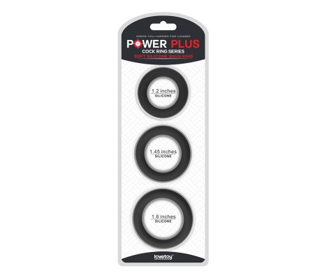 Pack de 3 Anillos para el Pene Power Plus Negro
