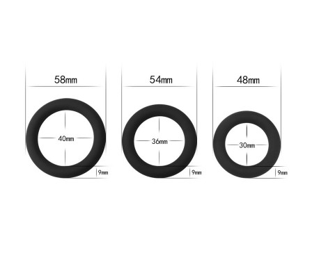 Pack de 3 Anillos para el Pene Power Plus Negro