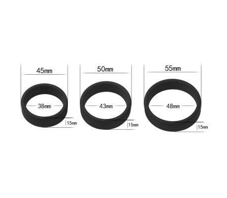 Pack de 3 Anillos para el Pene Power Ring Negro