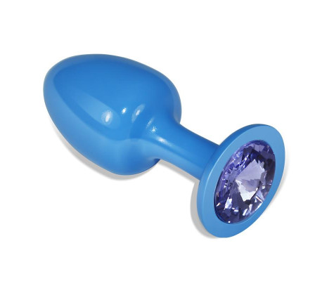 Plug Anal de Metal Azul Rosebud con Joya Azul