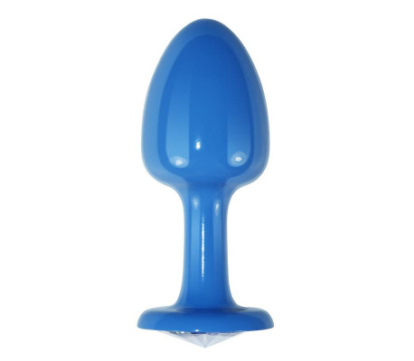 Plug Anal de Metal Azul Rosebud con Joya Transparente