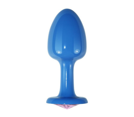 Plug Anal de Metal Azul Rosebud con Joya Rosa