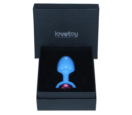 Plug Anal de Metal Azul Rosebud con Joya Rosa