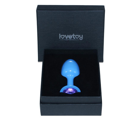 Plug Anal de Metal Azul Rosebud con Joya Azul