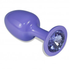 Plug Anal de Metal Púrpura Rosebud con Joya Azul