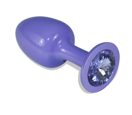 Plug Anal de Metal Púrpura Rosebud con Joya Azul