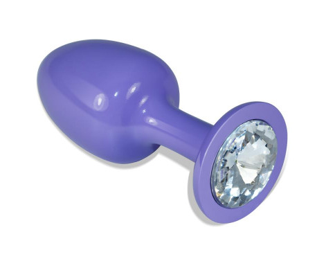 Plug Anal de Metal Púrpura Rosebud con Joya Transparene