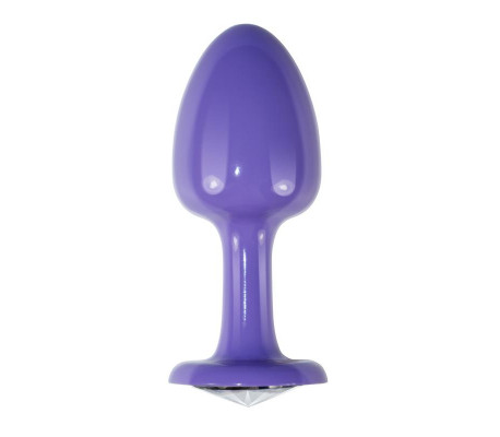 Plug Anal de Metal Púrpura Rosebud con Joya Transparene