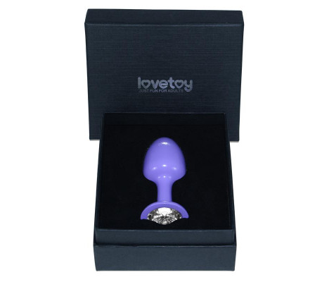 Plug Anal de Metal Púrpura Rosebud con Joya Transparene