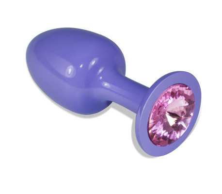 Plug Anal de Metal Púrpura Rosebud con Joya Rosa