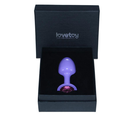 Plug Anal de Metal Púrpura Rosebud con Joya Rosa