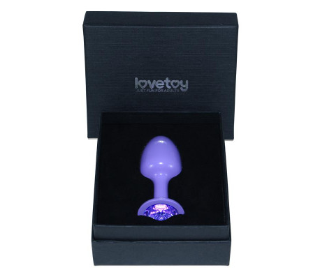 Plug Anal de Metal Púrpura Rosebud con Joya Azul