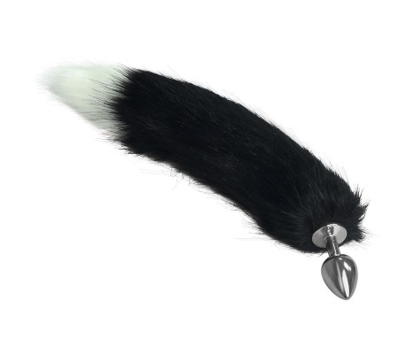 Plug Anal de Metal con Cola Blanco y Negro