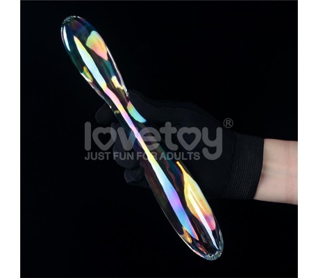 Dildo de Cristal que Brilla en la Oscuridad Twilight Gleam Double Delight