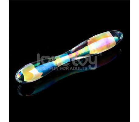 Dildo de Cristal que Brilla en la Oscuridad Twilight Gleam Double Delight