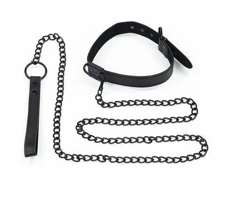 Collar con Correa Negro Mate