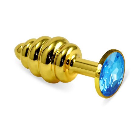 Plug Anal en Espiral Rosebud con Joya Azul