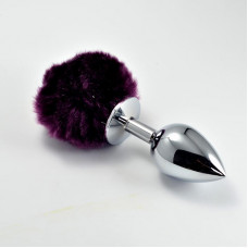 Plug Anal de Metal con Pompon Púrpura Talla L
