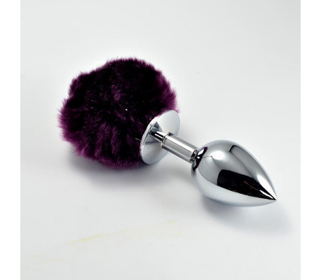 Plug Anal de Metal con Pompon Púrpura Talla L
