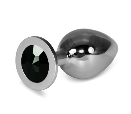 Plug Anal Metal RoseBud Classic con Joya Negro Talla L